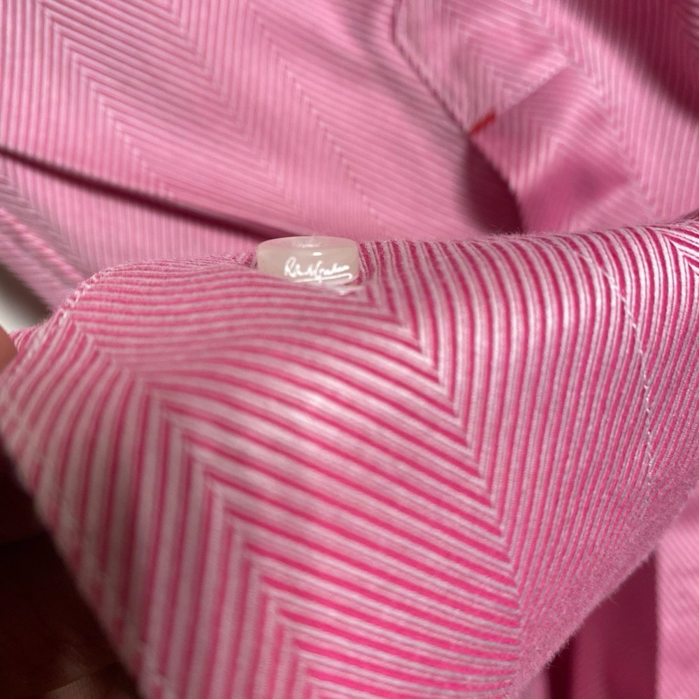 Robert Graham Shirt Mens 43 17 Button Down Pink Patterned Herringbone - Picture 6 of 10